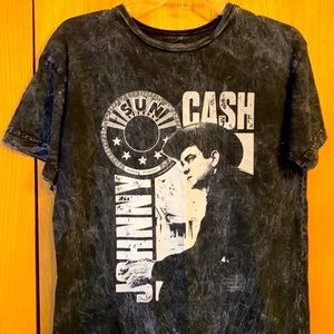 Sun Records SMALL Johnny Cash acid washed cotton black gray music tee t shirt